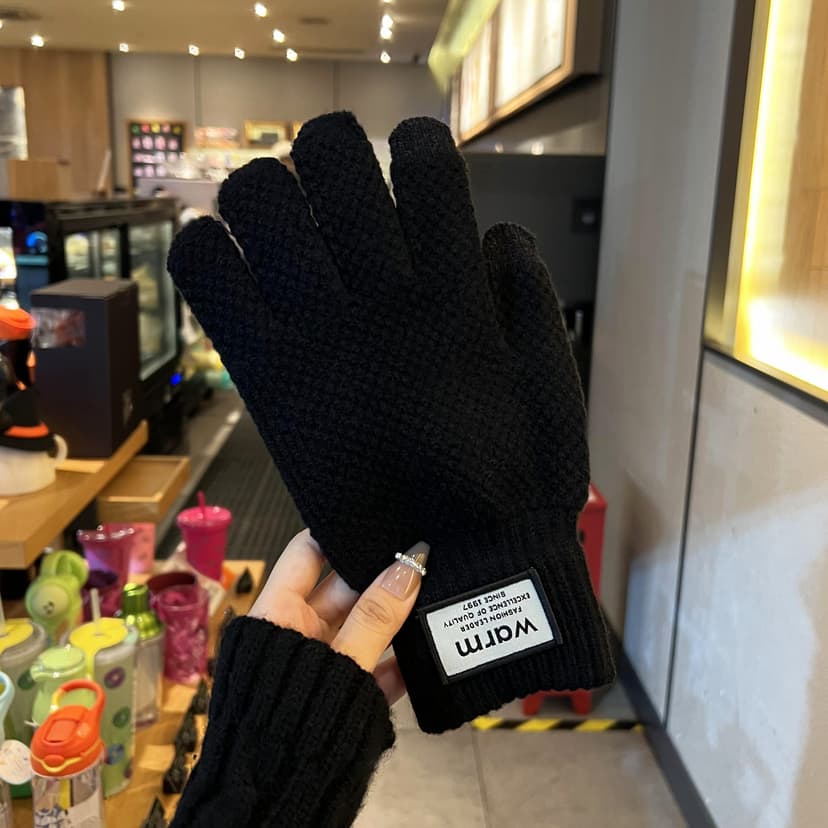 Knitted Gloves for Men and Women, Winter Warm Fleece-Lined, Cold-Proof, Touchscreen-Compatible, Suitable for Cycling and Driving, Knitted Gloves for Students and Couples