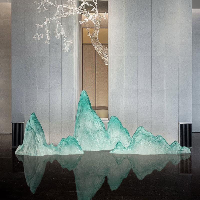New Chinese-Style Zen Transparent Resin Rockery-Shaped Ornaments for Hotel Courtyard Landscaping, Floor-Standing Soft Decoration Crafts and Sculptures