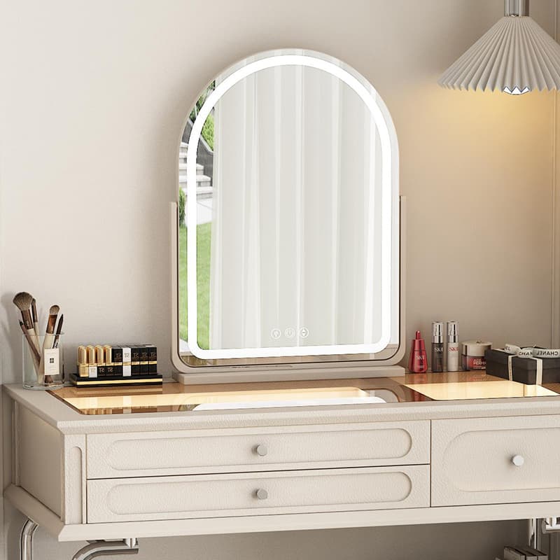 American-Style Dressing Mirror, French Retro Makeup Mirror, Desktop Fill Light, Master Bedroom Dressing Table, Large Arched Mirror
