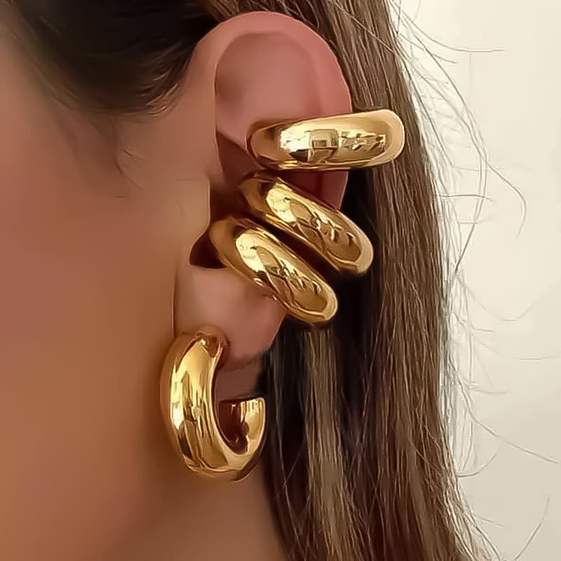 Stainless Steel Hollow Clip Earrings for Women