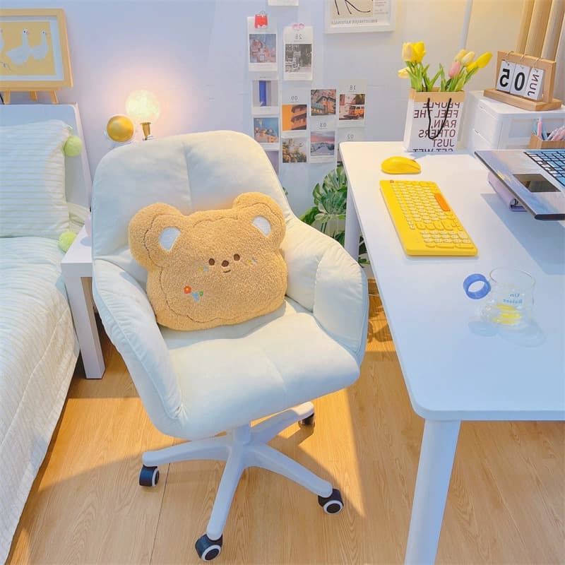 Comfortable Chair for Long Sitting, Dormitory Computer Chair, Home Backrest Study Desk Office Chair, Girls' Bedroom Vanity Chair
