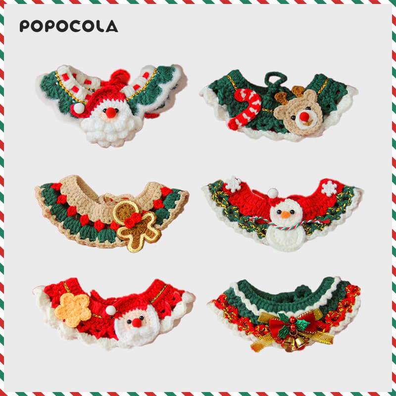 Popo Cat Christmas Collar Autumn and Winter Collar Clothes Dress up Pet Decoration Winter Kitten Dog Cat Scarf