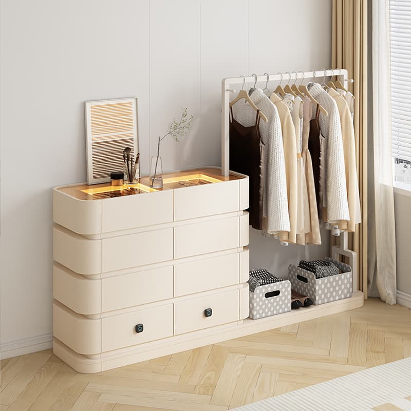 Cream Style Full Hanging Wardrobe Long Hanging Cupboard Bedroom Entry Door Small Apartment Baby Cloakroom Open Wardrobe
