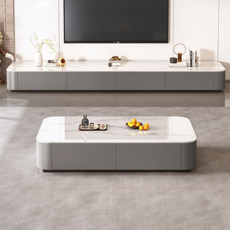 Rock Board Coffee Table Living Room For Home Minimalist 2025 New arrival Small Apartment Fancy Floor Coffee Table TV Cabinet Combination