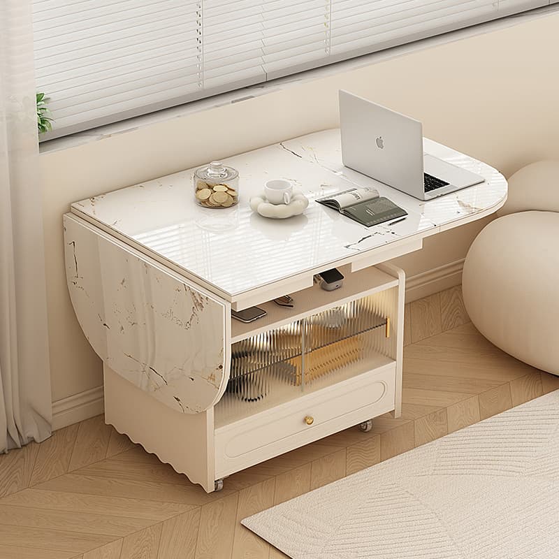 Small Household Lift-Up Coffee Table, Mobile Folding Dining Table with Chairs, Simple Modern Multifunctional Small Table with Wheels