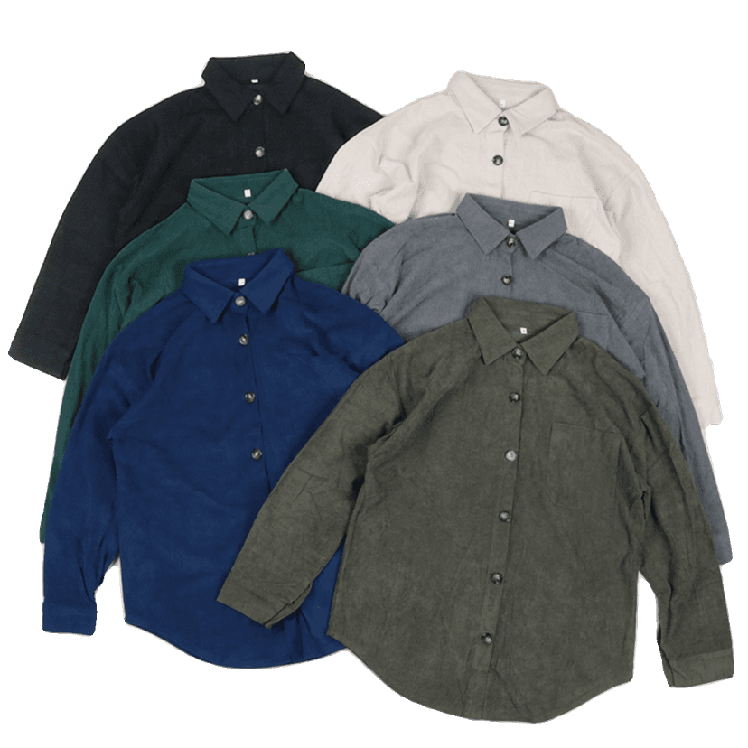 Loose-Fitting Corduroy Jacket! Spring and Autumn Men's Long-Sleeved Shirt, Plus Size Casual Solid Color Top, Men's Clothing