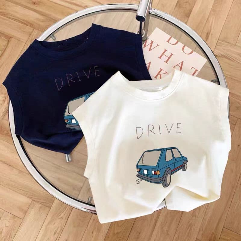 100% Pure Cotton Kidsren's Sleeveless Tops, Stylish Summer Cartoon Vests and T-Shirts for Small and Medium-Sized Kidsren, Boys and Girls