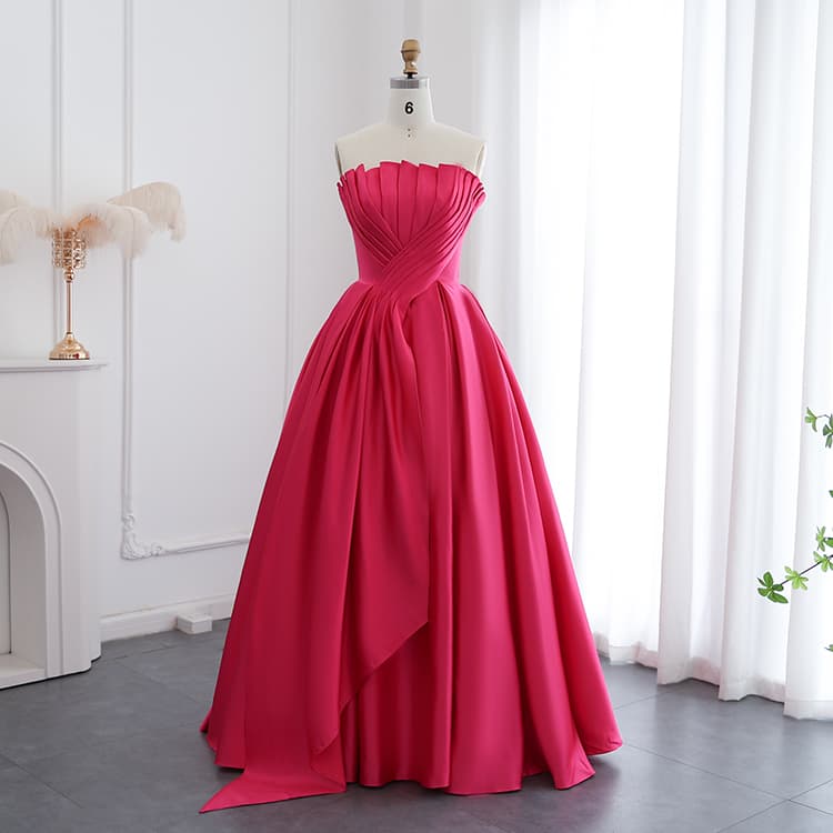 Sharon Said Rose Red Fan-Shaped Neckline A-Hem Tube Top Host Cocktail Party Banquet Dress Skirt Female Sf011