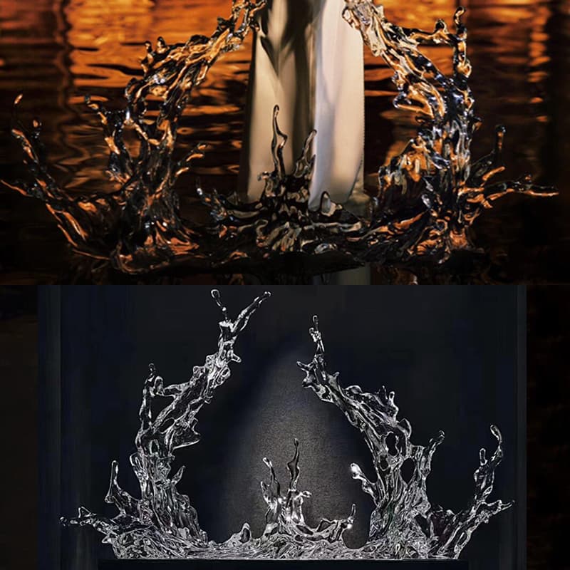 Transparent Resin Water Wave Ornaments Hotel Clubhouse Model Room Living Room Large Soft Decoration Crafts Floor Sculpture