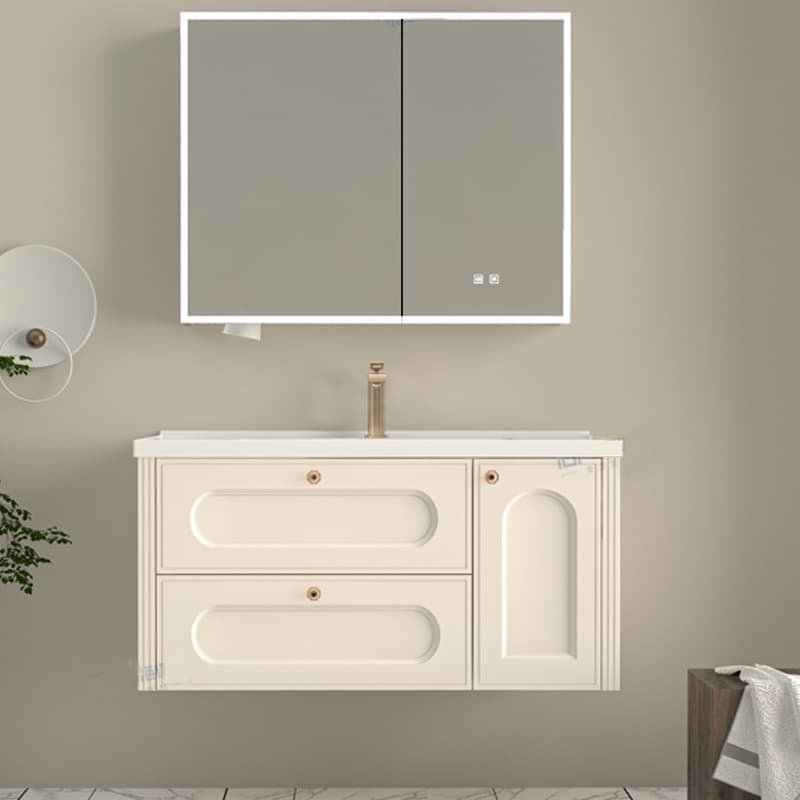 Modern Minimalist French Bathroom Cabinet Integrated Ceramic Basin Bathroom Solid Wood Sink Sink Sink Beauty Cabinet
