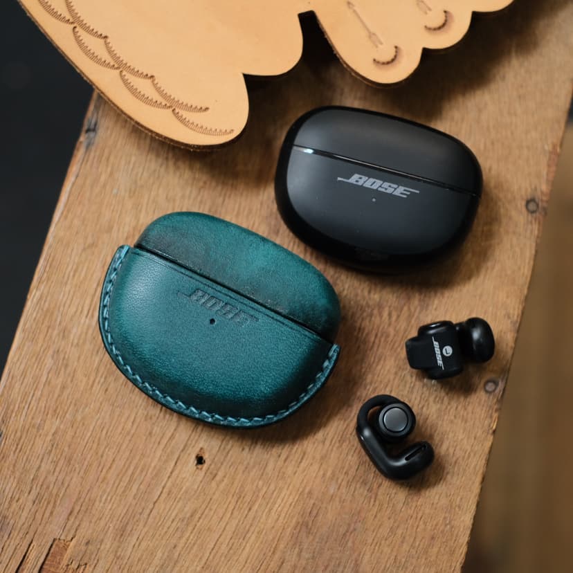 Suitable for Bose Ultra Open Open-Ear Headphones Protective Case Bose Kith Collaboration Model Earphone Case Color-Blocked Solid Color Handmade Leather Bluetooth Earphone Protective Case