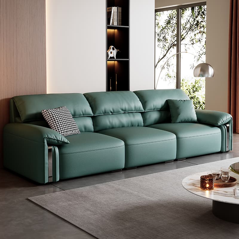 2024 New arrival Leather Sofa Italian Style Normcore Sofa Living Room Modern Minimalist Straight Row Small Apartment Cat Scratch Leather Sofa