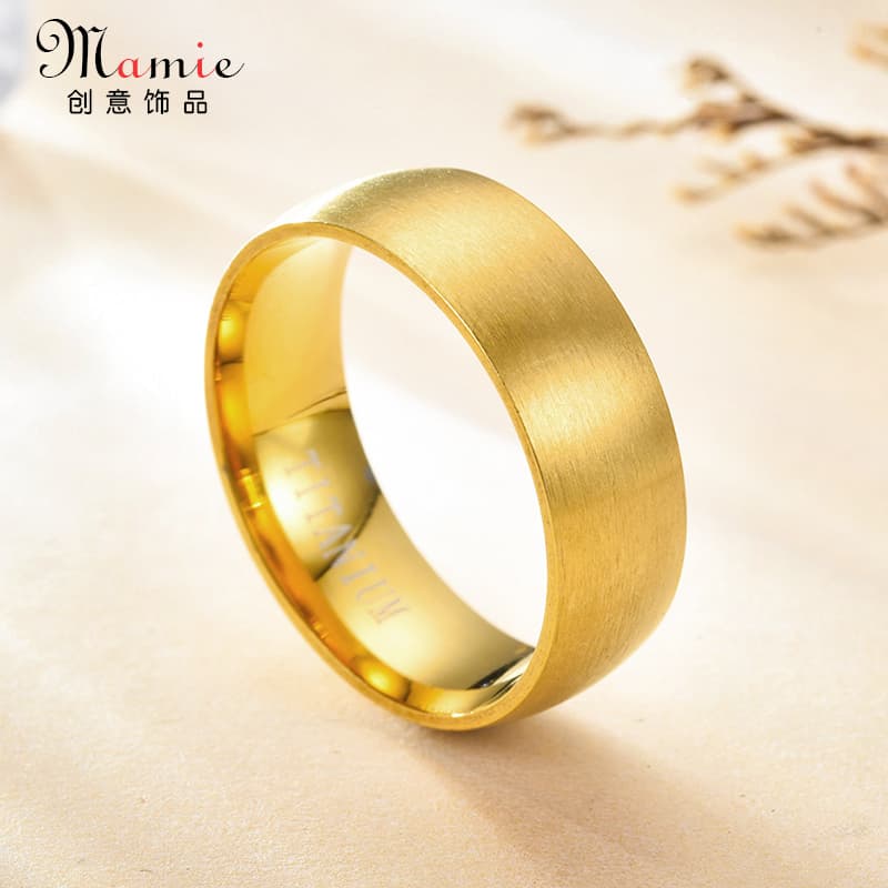 8mm Wide Simple Fine Polished Surface Brushed Matte Ring Titanium Steel Non-Fading Cool Unisex Index Finger Ring