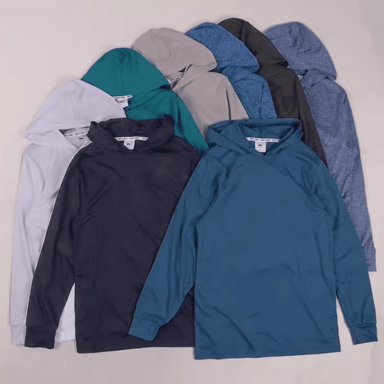 Little Shark! Fishing Hooded Sun Protection Long-Sleeved T-Shirt for Outdoor Sports and Leisure, Spring and Summer Quick-Drying Breathable Hooded Men's Clothing