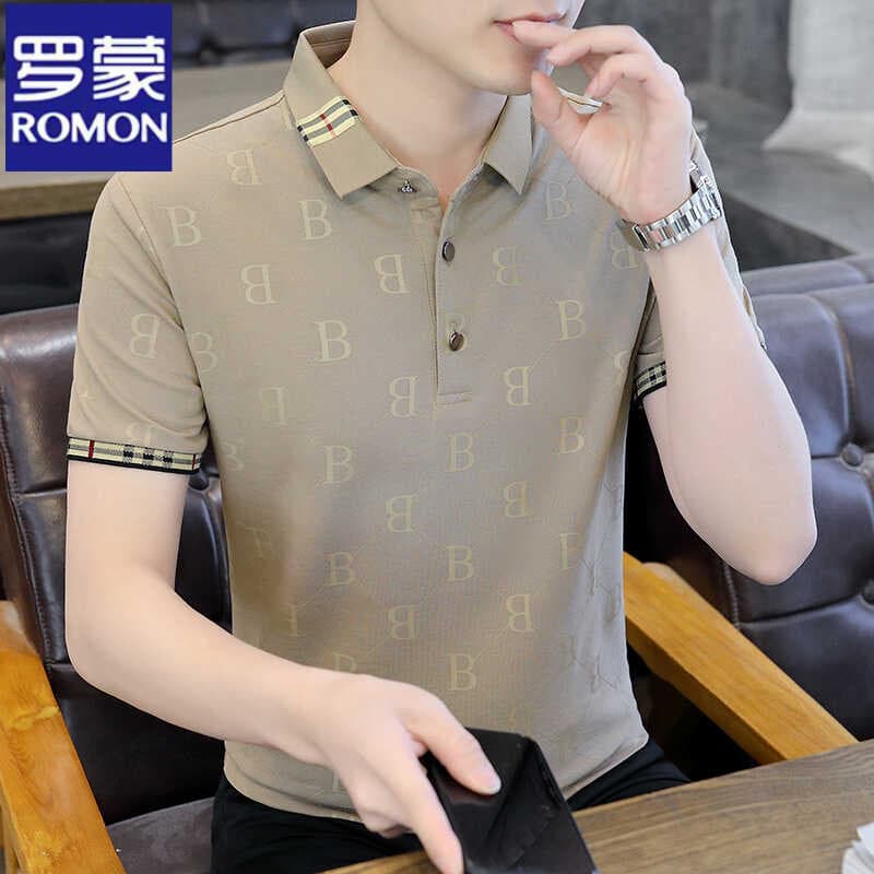 Luo Meng Summer Classy Short-Sleeved T-Shirt Men's New Casual Ice Silk Polo Shirt Men's Lapel Thin Cotton T-Shirt