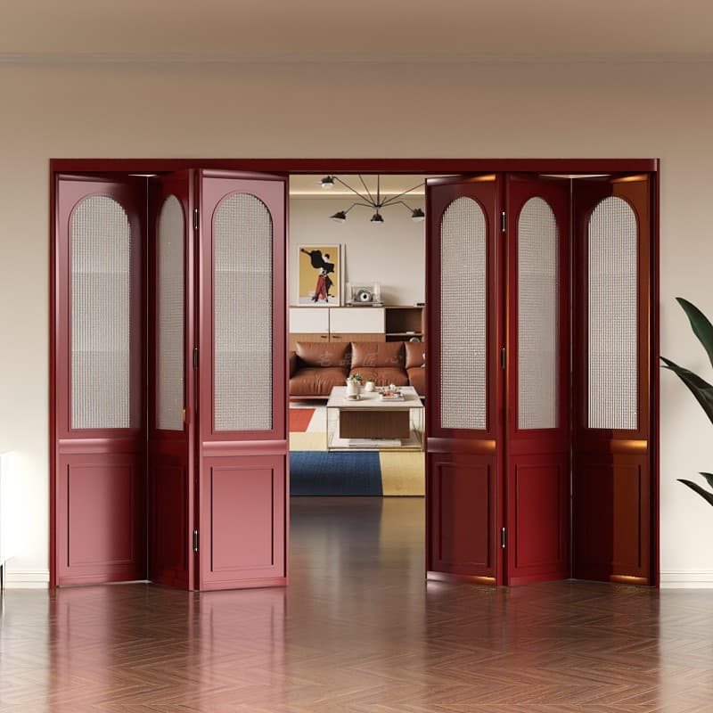 Solid Wood Folding Door Partition Door Kitchen Door Living Room Glass Door Balcony Partition French Retro Style Wooden Door Bedroom Door