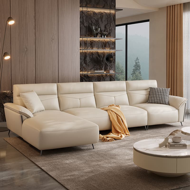 Italian Normcore Electric Multifunctional Cowhide Sofa Living Room Full Concubine Straight Row Small Apartment For Home Leather Sofa