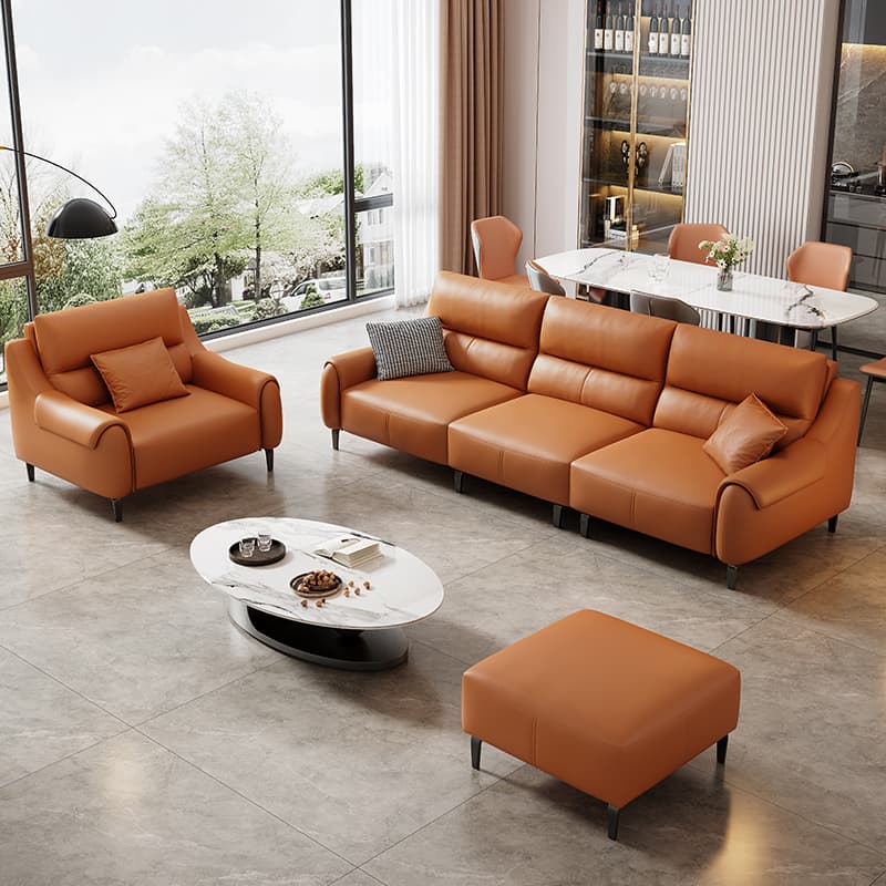 Italian Normcore Functional Leather Sofa First Layer Cowhide Small Apartment First Class Accessible Luxury Retro Imperial Princess Electric Sofa