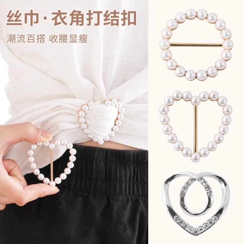 Clothing Corner Knot Buckle Scarf Buckle Versatile Accessory Shirt Hem T-Shirt Women's Coat Belt Decorative Buckle Chest