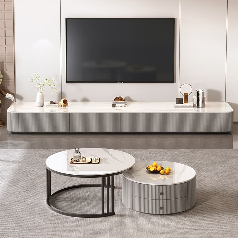 Rock Board TV Cabinet Floor Living Room For Home Small Apartment Fancy Accessible Luxury Modern Minimalist Coffee Table TV Cabinet Combination