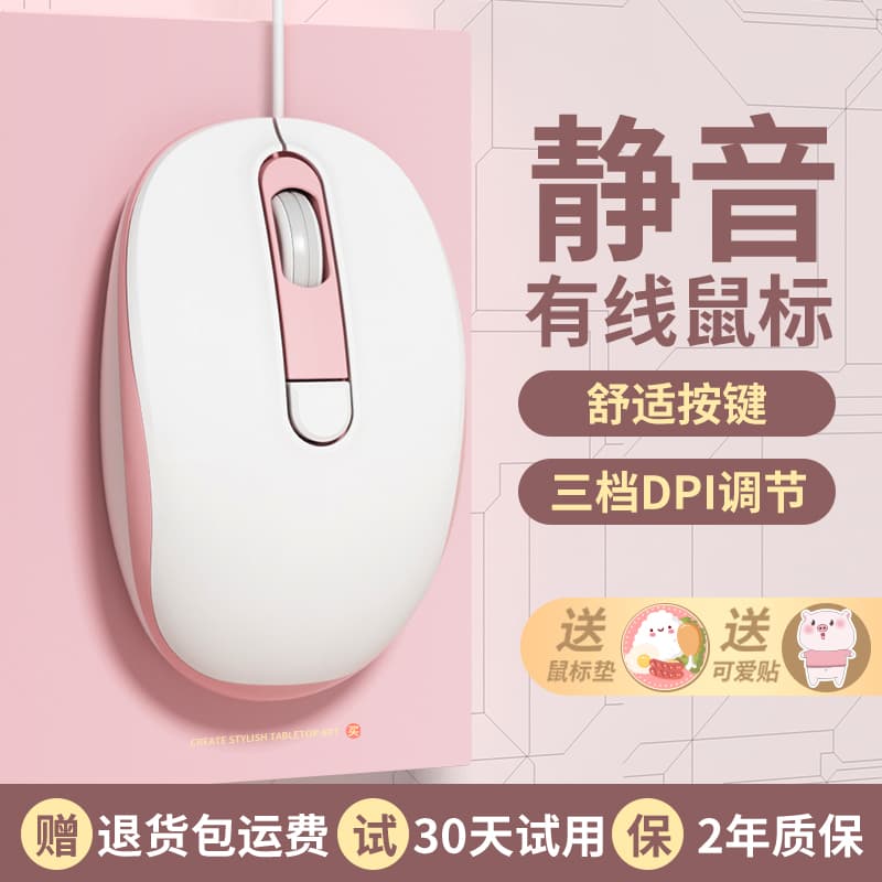 Mouse Wired Silent Office Home Use for Girls Cute High Appearance Value Notebook Desktop Gaming Computer Universal Mouse