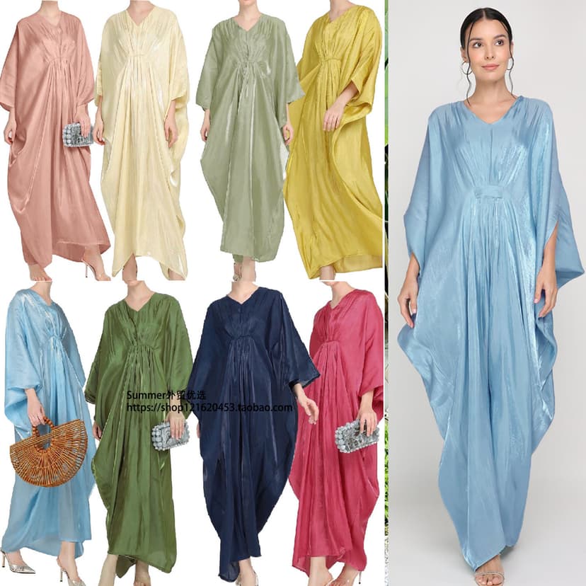 Dubai Travel Loose Batwing Sleeve Irregular Long Dress Indonesian Malay Middle Eastern Women's Robe Loose Robe