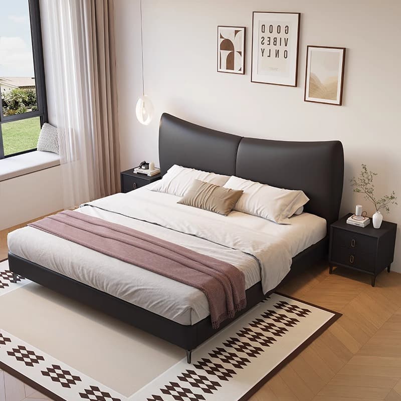 Modern Minimalist Leather Art Bed 1.8 Double Big Bed Master Bedroom 2025 New arrival Wedding Bed For Home Small Apartment Soft Bag Bed
