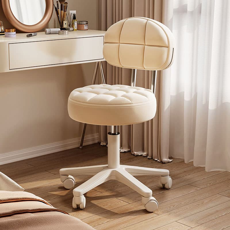 Dressing Table Chair for Girls' Bedroom, Makeup Stool with a Light Luxury and High-End Feel, Home-Use Round Stool with Backrest, Special Chair for Manicurists