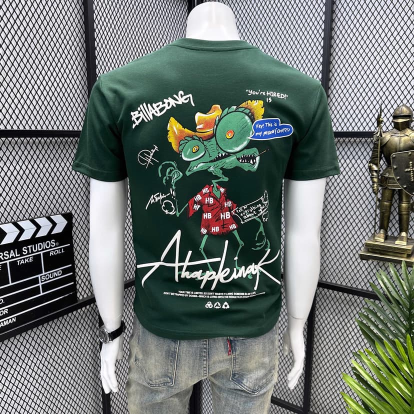 High-End Imported Embroidered Printed Short-Sleeve T-Shirt for Men, Couple's Half-Sleeve Tee, Men's American Retro Style