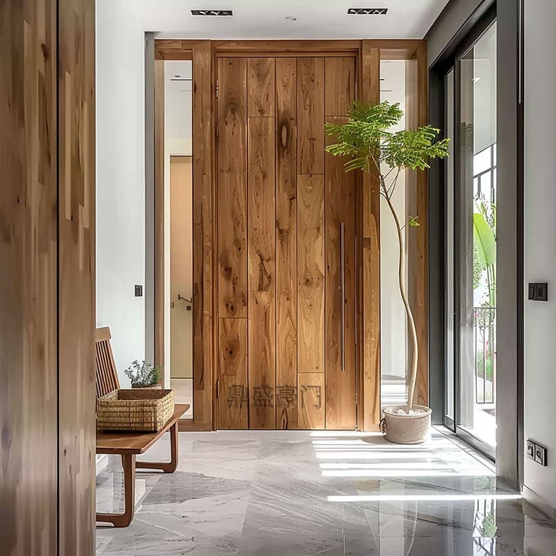 Wabi-Sabi Style Solid Teak Wood Door for Courtyard Villa, Rural Self-Built House, Bedroom Door, Antique Wooden Door, Single-Opening Entrance Door