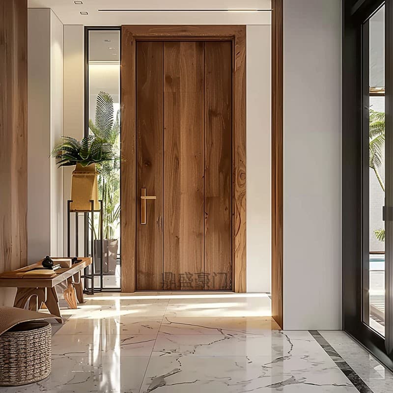 Wabi-Sabi Style Solid Teak Wood Door for Courtyard Villa, Rural Self-Built House, Balcony Door, Antique Wooden Door, Single-Opening Entrance Door
