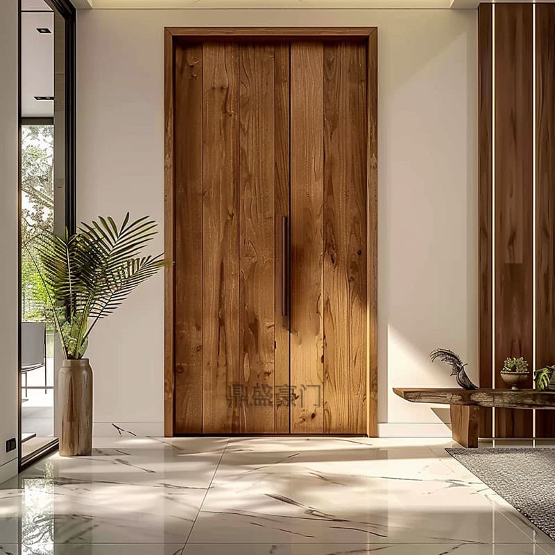 Wabi-Sabi Style Solid Teak Wood Door for Villa, Rural Self-Built House, Bedroom Door, Antique Wooden Door, Smart Lock Entry Door
