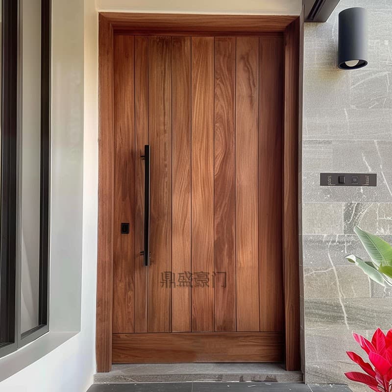 Wabi-Sabi Style Solid Teak Wood Door for Courtyard Villa, Rural Self-Built House, Bedroom Door, Antique Wooden Door, Single-Opening Entrance Door