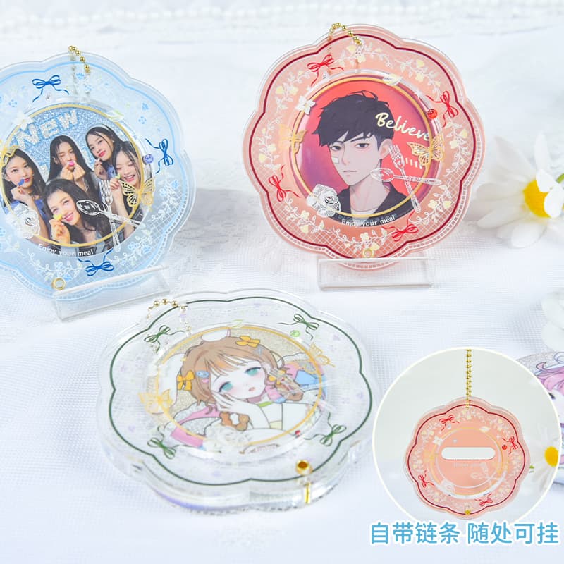 Two-Dimensional Badge Display Frame Acrylic Badge Holder Storage Box Beauty Props Irregular Rotating Storage Pendant