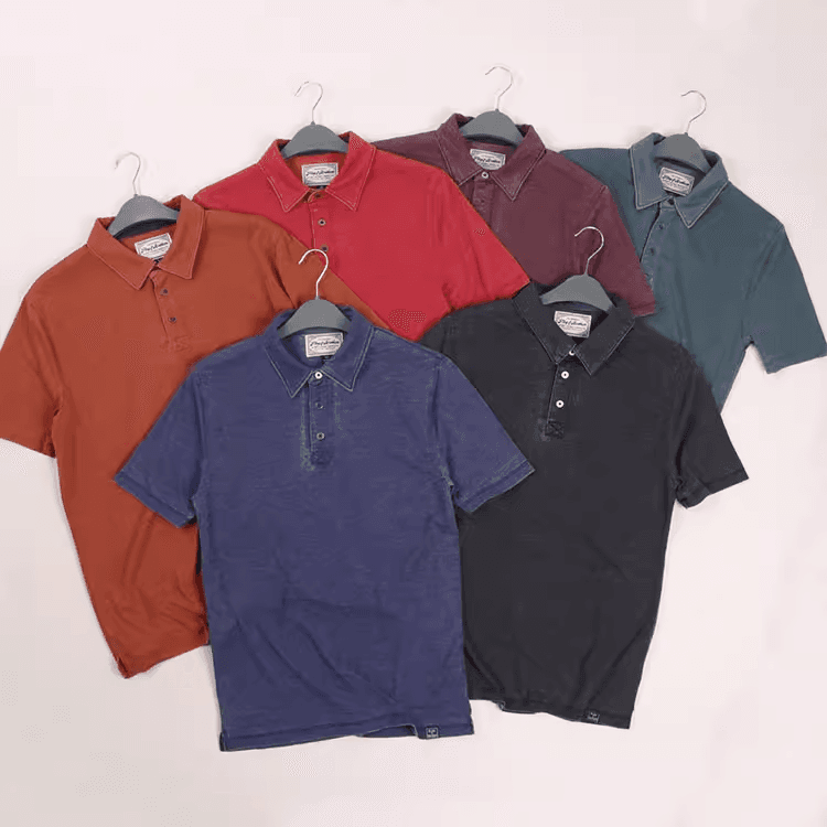 European and American Style, Super Comfortable and Retro! Washed and Distressed Casual Short-Sleeved T-Shirt, Large Size, Sweat-Absorbent, Collared Polo Shirt for Men