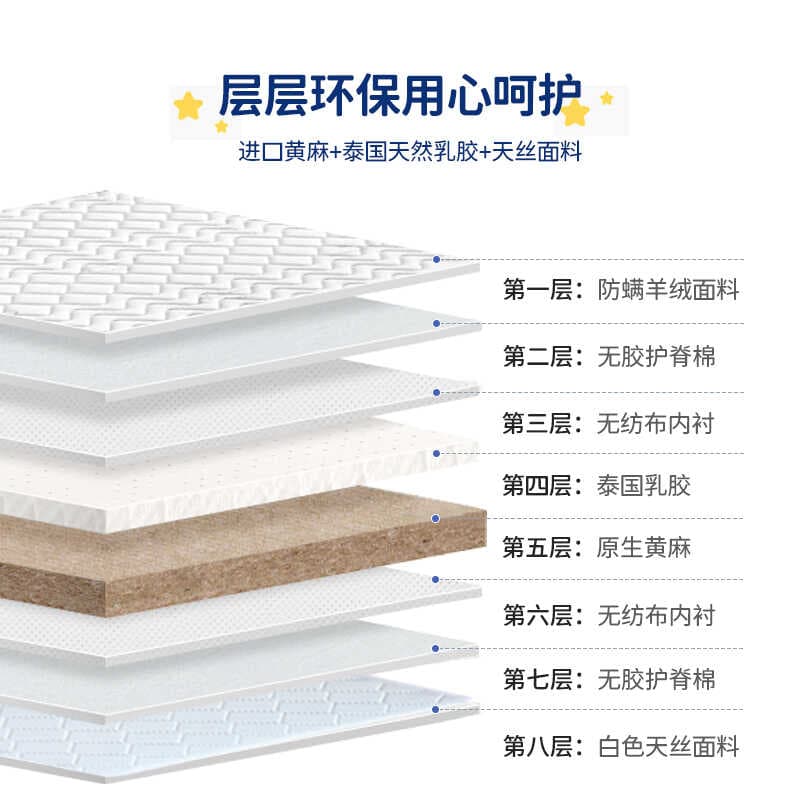 Jute Mattress Tencel Fabric Thai Latex Mattress Brown Mat No Glue Spine Protection kids Bed Mattress