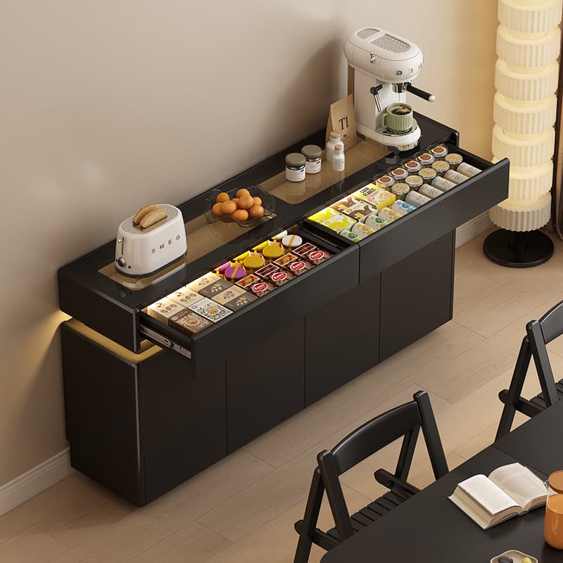 Light Luxury and High-End Sideboard Floor-To-Ceiling Wall-Mounted Black Dining Room Living Room Designer Entrance Cabinet Horizontal Hall Partition Cabinet