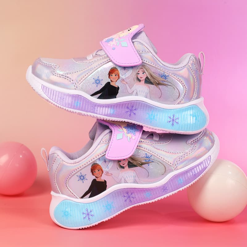 Girls' Sneakers 2025 Summer New Children's Shoes Elsa Princess Soft-Soled Little Girls' Running Shoes with Lights