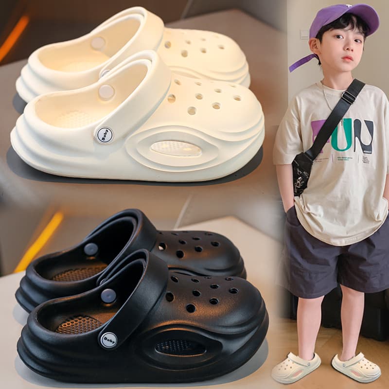 Boys' Croc Shoes 2024 Summer New Style Outdoor Children's Closed-Toe Sandals Boys' Beach Casual Non-Slip Slippers
