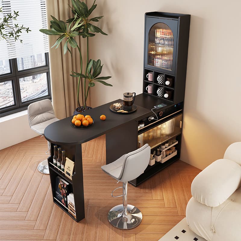 Small Apartment Retractable Double-Sided Sideboard Bar Integrated Bartending Table Home Balcony and Living Room Partition Cabinet Side Cabinet