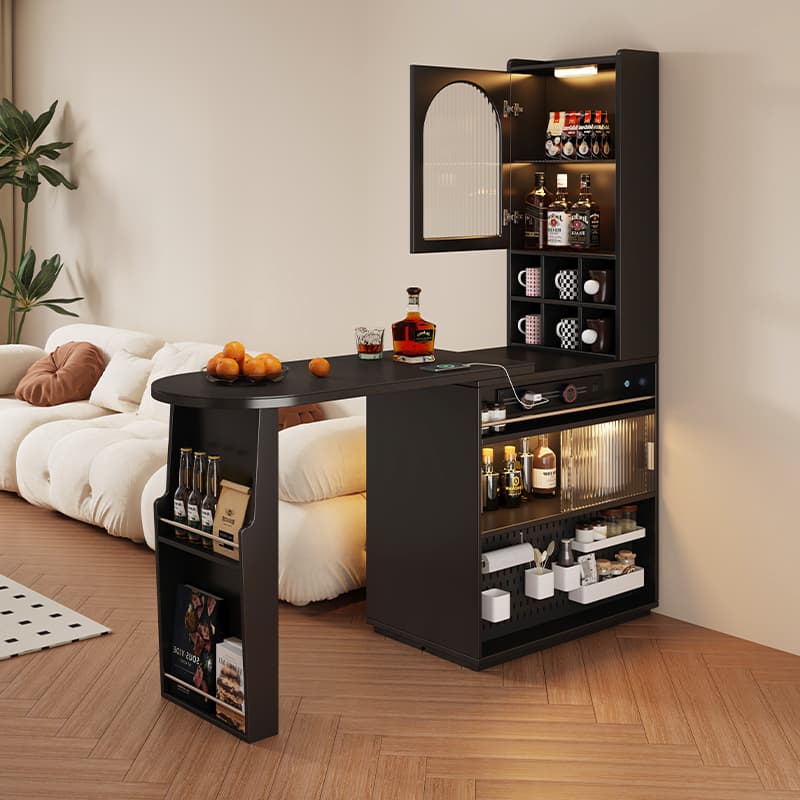 American Retro Family Wine Cabinet Bar Integrated Table 7-Shaped Living Room Partition Double-Sided Multi-Functional Wine Rack Display Cabinet