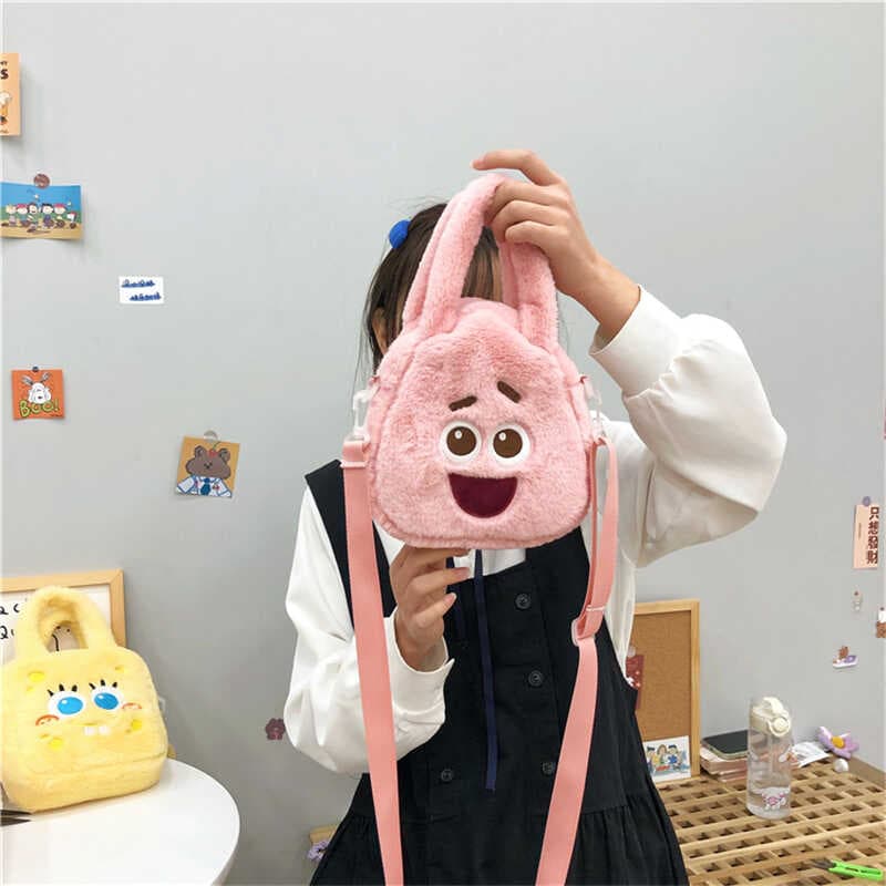 New Cute and Girly Cartoon Cotton Crossbody Bag, Versatile Casual Shoulder Bag