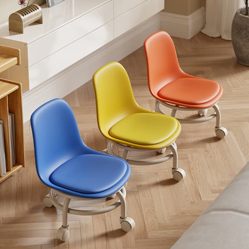 Pulley Stool with Backrest, Home-Use Soft Cushion Baby Chair, Trendy Living Room Children's Swivel Chair with Silent Universal Wheels