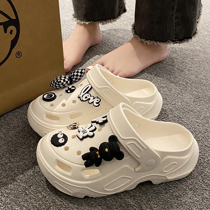 Thick-Soled Croc Shoes Women's Summer New Anti-Slip Baotou Sandals Women's Croc Shoes ins Trbottomy Students' Streetwear Outerwear