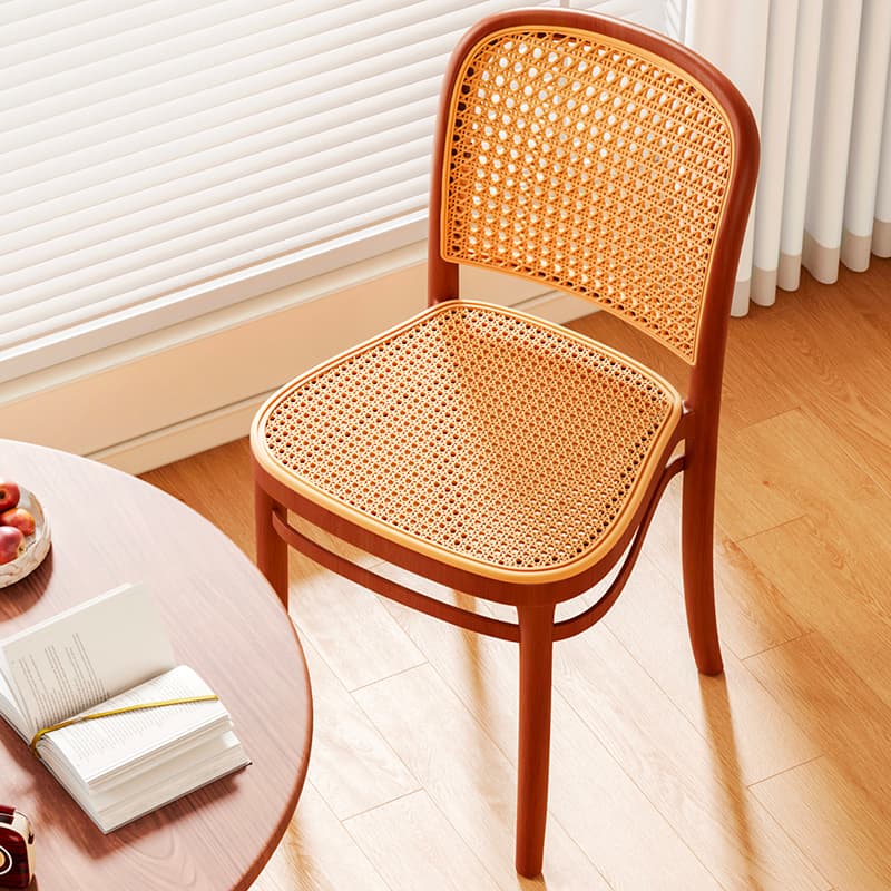 Plastic Dining Chair, Household Rattan Chair, Stackable, Vintage Dining Table and Chairs, Outdoor Breathable Stool, Backrest, Antique Rattan Chair