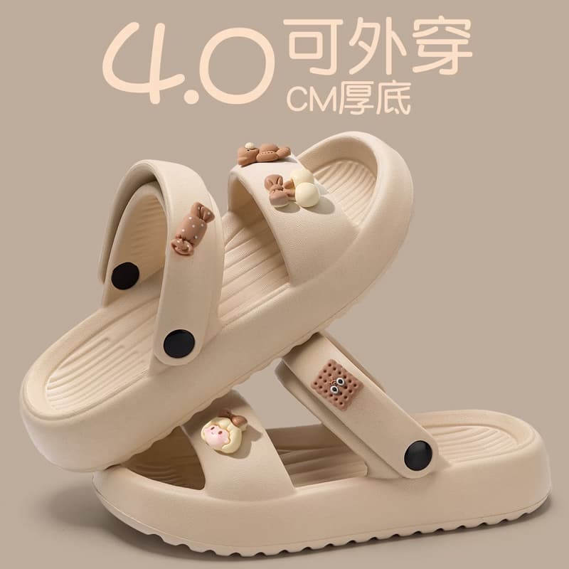 Casual Sandals for Women 2024 Summer New Outer Wear Beach Two-Wear Soft Sole Non-Tiring Hole Slippers for Women