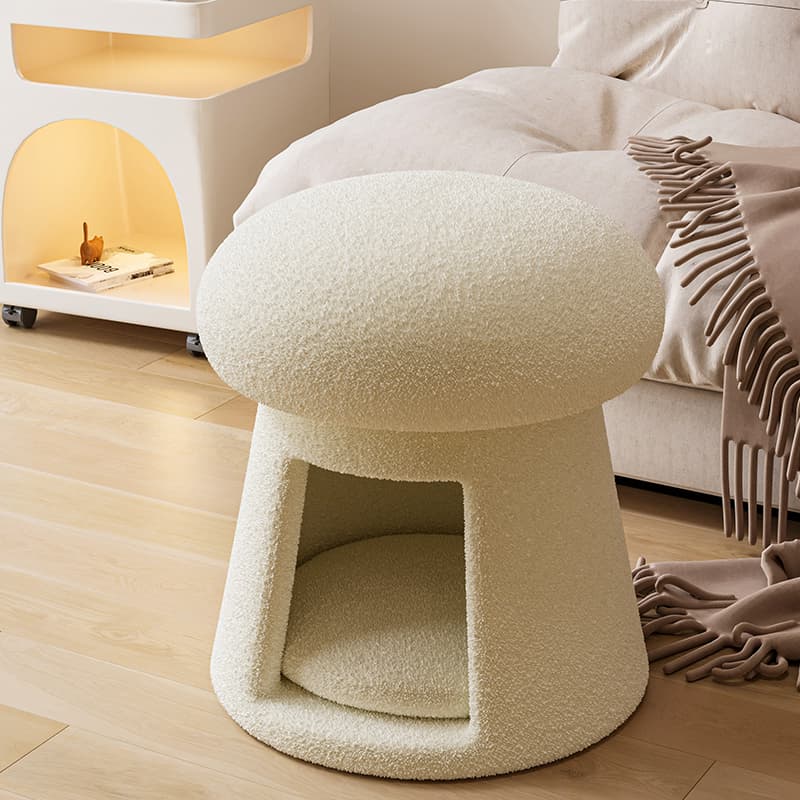 Cream-Style Makeup Chair, Light Luxury, High-End Master Bedroom Dressing Table Stool, Girls' Bedroom, Internet-Famous Mushroom Round Stool