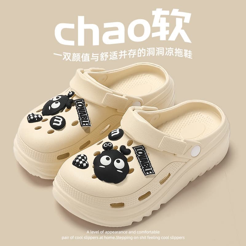 New Summer Clogs for Women, Outer Wear, Household Breathable Thick-Soled Non-Slip Women's Indoor Home Baotou Sandals and Slippers