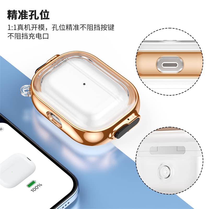 Suitable for Apple AirPods Pro2 Earphone Case, Airpodspro Protective Case, Third Generation Airpods3 Case, Second Generation Airpod2 Soft Case, Aipods Protective Case, Anti-Fall Usb-C Lock Buckle
