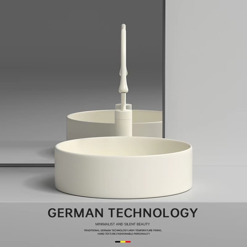 Cream Style Ceramic Round Countertop Basin Wash Basin Balcony Bathroom Small Size Mini French Wash Basin